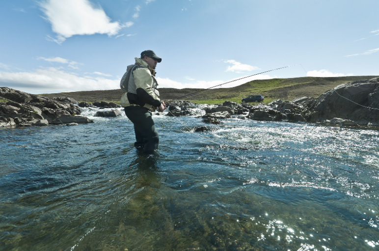 Fly fishing in Iceland.