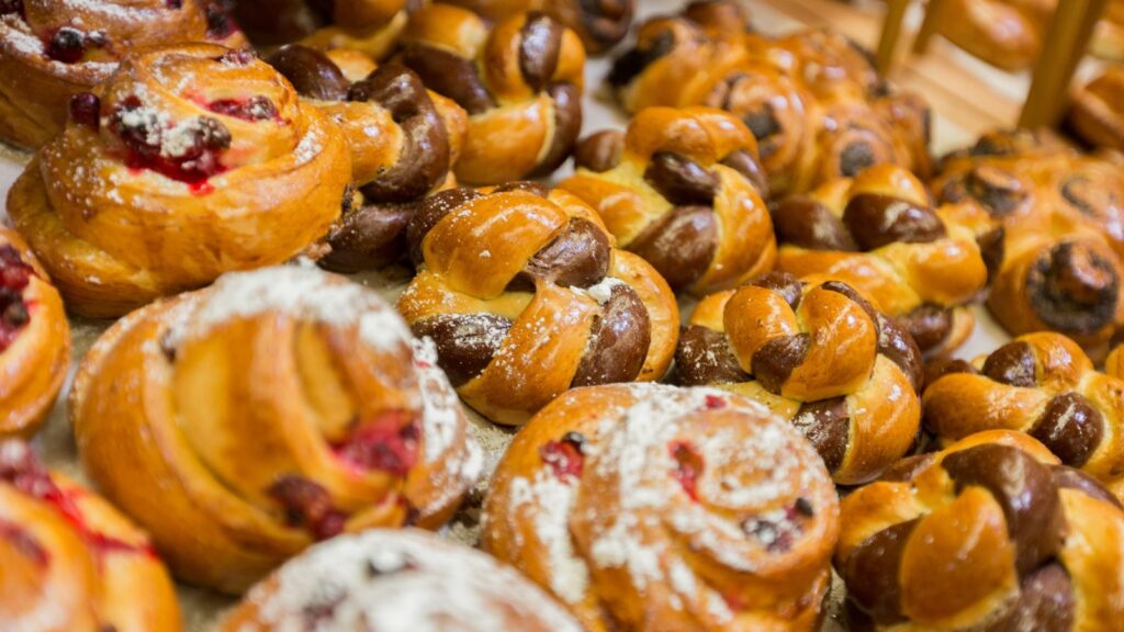 Close-up shot of sweet baked goods